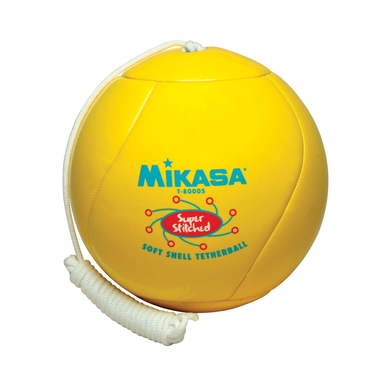 T8000S Super Soft Touch Institutional Tetherball, Yellow, Features cushioned soft shell cover and durable nylon rope By Mikasa Sports