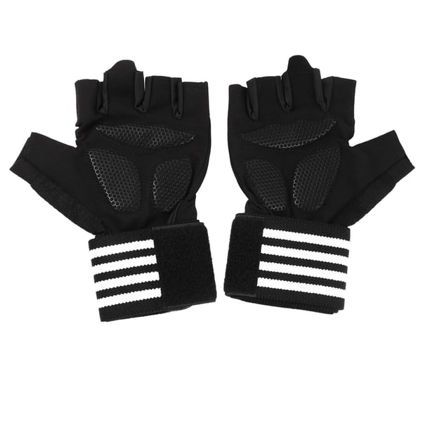 par de guantes de medio dedo para entrenamiento de fuerza al aire libre, protectores de muñeca y palma, guantes deportivos para levantamiento de pesas y entrenamiento de empuje (blanco, talla XL)