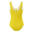 thumbnail image 5 of UTSJKR Women One Piece Swimsuit Trendy Casual Summer Solid Ribbed Monokini Swimwear Classic V Neck Low Back Bathing Suit Yellow 10, 5 of 6