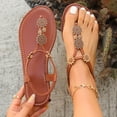 thumbnail image 2 of Sandalias de Correa de Tobillo Negras Ropa Exterior de Moda Casual Más Tamaño Color Sólido Floral Redondo Del Dedo Del Pie Abierto con la Espalda Elástica Sandalias Planas con Correas de Tobillo, 2 of 9