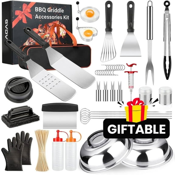 GVDV 140-Piece Griddle Accessories Kit, BBQ Grill Tools Set with Spatulas & Utensils for Blackstone, Camp Chef, Indoor & Outdoor Cooking