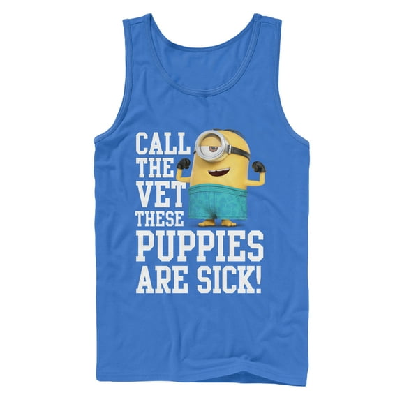 Men's Despicable Me Minion Call the Vet  Tank Top Royal Blue Small