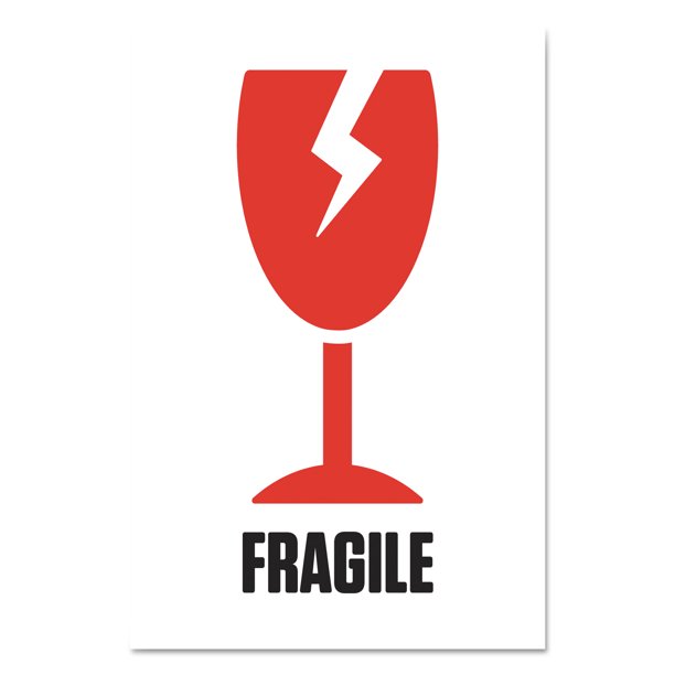 PM Company PrePrinted Shipping Labels, 4 x 6, "FRAGILEBROKEN GLASS