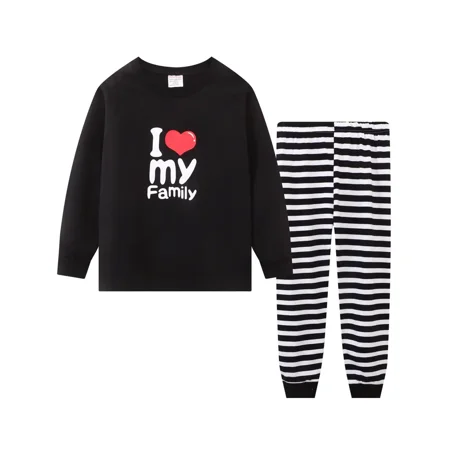 

Toddler Kids Boys Pajama Set ” I Love My Family” Long Sleeve Top & Pants Set