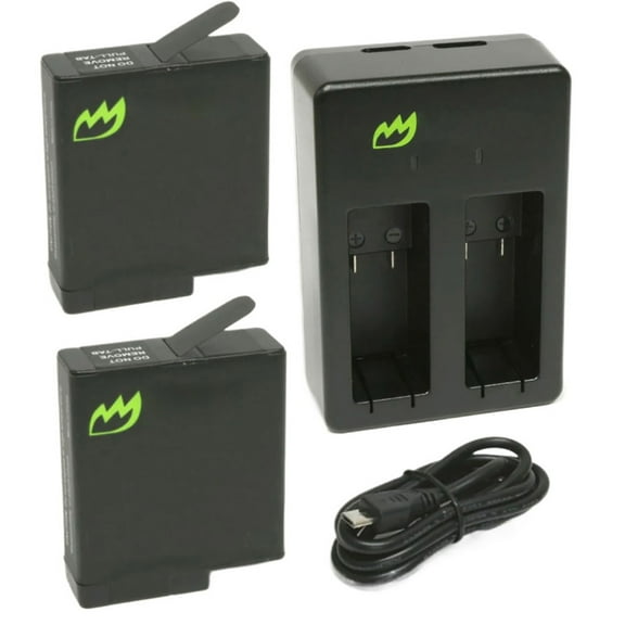 Replacement for GoPro HERO7 Black Battery (2-Pack, 1220mAh) and Dual Charger
