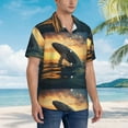 thumbnail image 2 of Lsque Sunset Ocean Whale pattern Hawaiian Shirt for Men, Unisex Summer Beach Casual Short Sleeve Button Down Shirts-3X-Large, 2 of 9