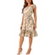thumbnail image 4 of Vestido Midi de Invitada de Boda para Mujer INSPIRE CHIC con Cuello Cuadrado, Mangas de Volante y Estampado Floral en Beige M, 4 of 5