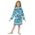 thumbnail image 6 of FORMRS Kids Bathrobe Unisex Hooded Robe Toddler Pajamas Sleepwear, Size 7-9T, Green Watercolor Ocean Waves, 6 of 7