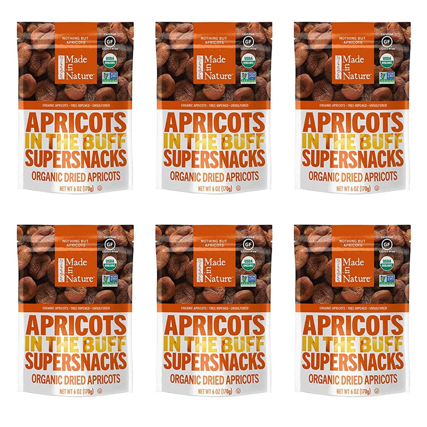 Made in Nature Organic Dried Apricot, 6 Oz (6 Pack)