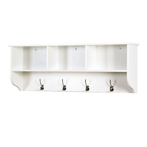 White Entryway Wall Mounted Coat Rack, White Coat Rack With Shelf Childrens