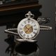 thumbnail image 5 of ZHAOCHENG Reloj de bolsillo mecánico no automático con tapa tipo concha, doble apertura, manual, de doble cara, para colgar, 5 of 5