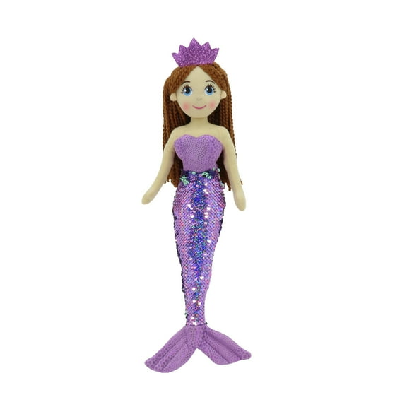 Linzy Toys Purple & Silver 18 inch Violet Mermaid With 2-Way Sequins Plush Doll