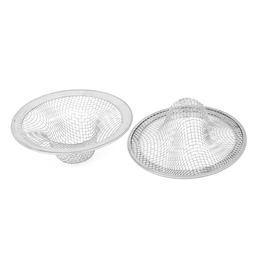 Unique Bargains 2Pcs Home Kitchen Mesh Hole Basin Sink Drain Strainer Silver Tone