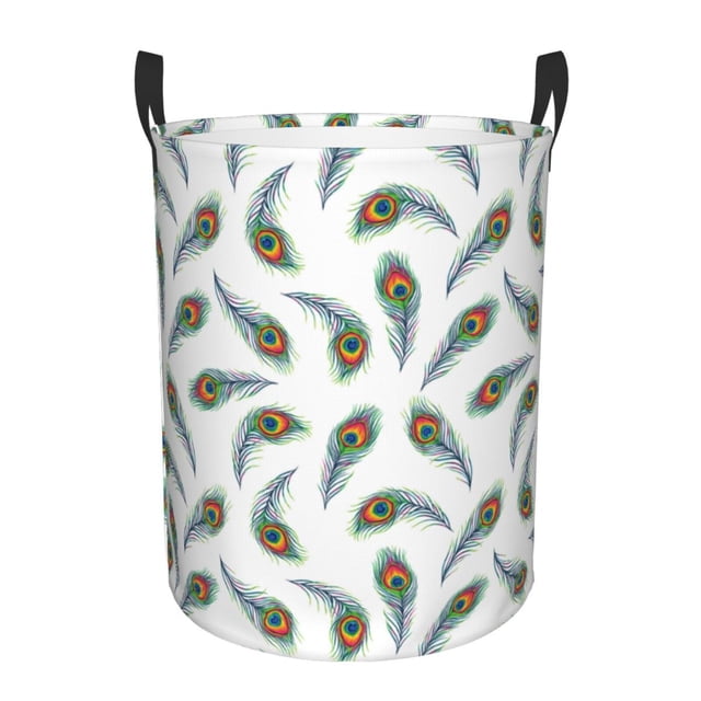 Balery Colorful Grass Cesta de ropa redonda con asas, impermeable, independiente, para ropa, juguetes, dormitorio y familia-Medium