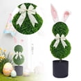 thumbnail image 5 of Spring Garden Stakes Decoration 34.65 Inch Easter Bunny Topiary Potted Planter Weatherproof Fence Yard Signs Decor with Pink Ears & White Ribbon Bow & Pot Base for Porch Patio Yard Display, 5 of 9