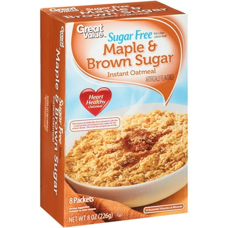 Great Value Sugar Free Maple & Brown Sugar Instant Oatmeal 8 ct Box