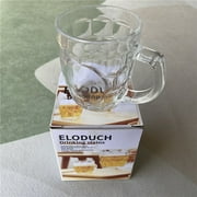 ELODUCH Dimpled Glass Jumbo Beer Mug With Handle Glass Steins, Perfect For Coffee/Tea Glass, Everyday Drinking Glasses, Cocktail Glasses