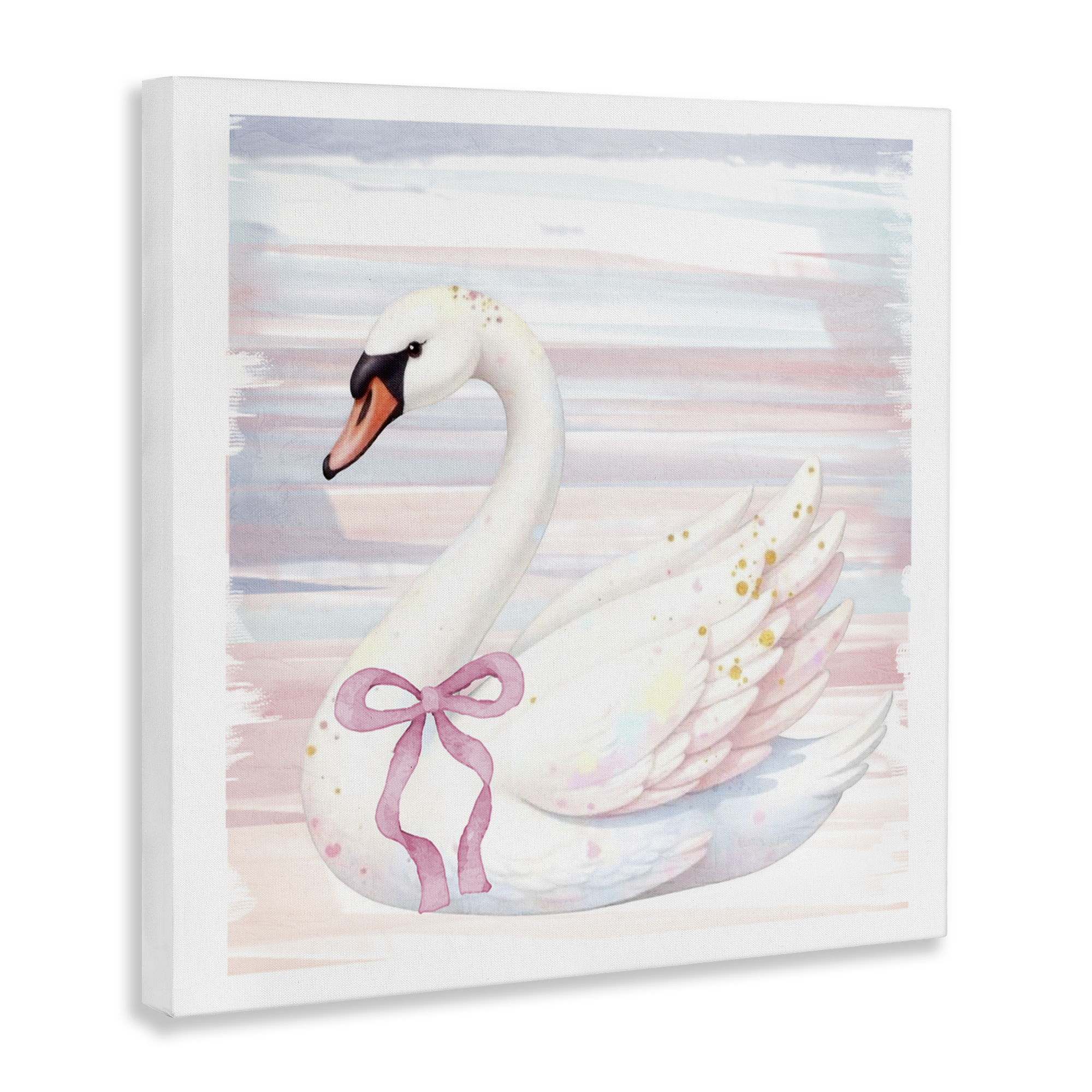 Pastel Swan with Ribbon Canvas Wall Art, design by Kim Allen