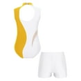 thumbnail image 4 of iixpin Girls Gymnastics Leotards Toddler Kids Ballet Dance Bodysuit with Shorts Unitard Biketard Kid Tumbling Outfit Yellow&White 12, 4 of 7