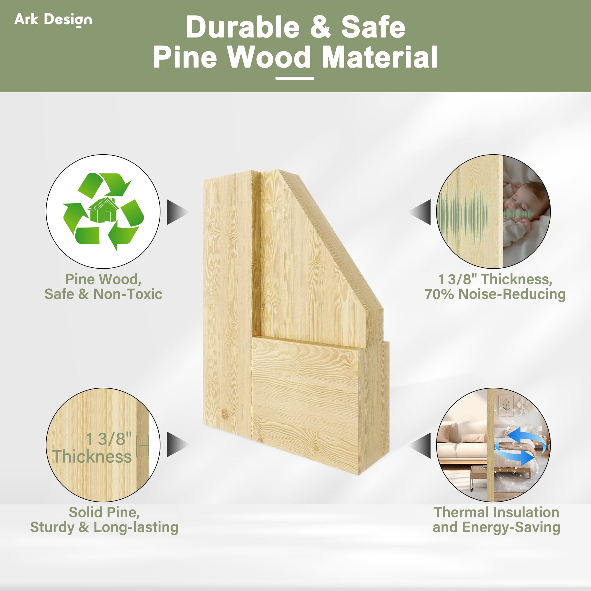 32" x 80" 6-Panel Pine Wood Interior Double Pocket Door, Natural Pine Wood, Paintable & Waterproof, As Laundry Doors, Closet Doors, Room Doors