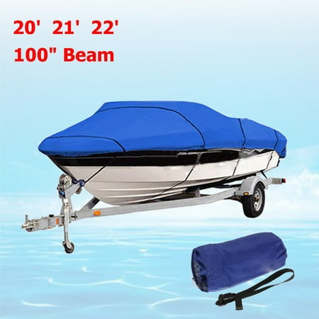 20 Feet 21 Feet 22 Feet 100 Beam Waterproof Dustproof Boat Cover Heavy Duty For Fish-Ski V-Hull Speedboat 210D