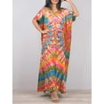thumbnail image 3 of Bsubseach Women's Colorful Kaftan Short Sleeve Ankle Length Dress, Swimsuit Cover-Up, 3 of 6