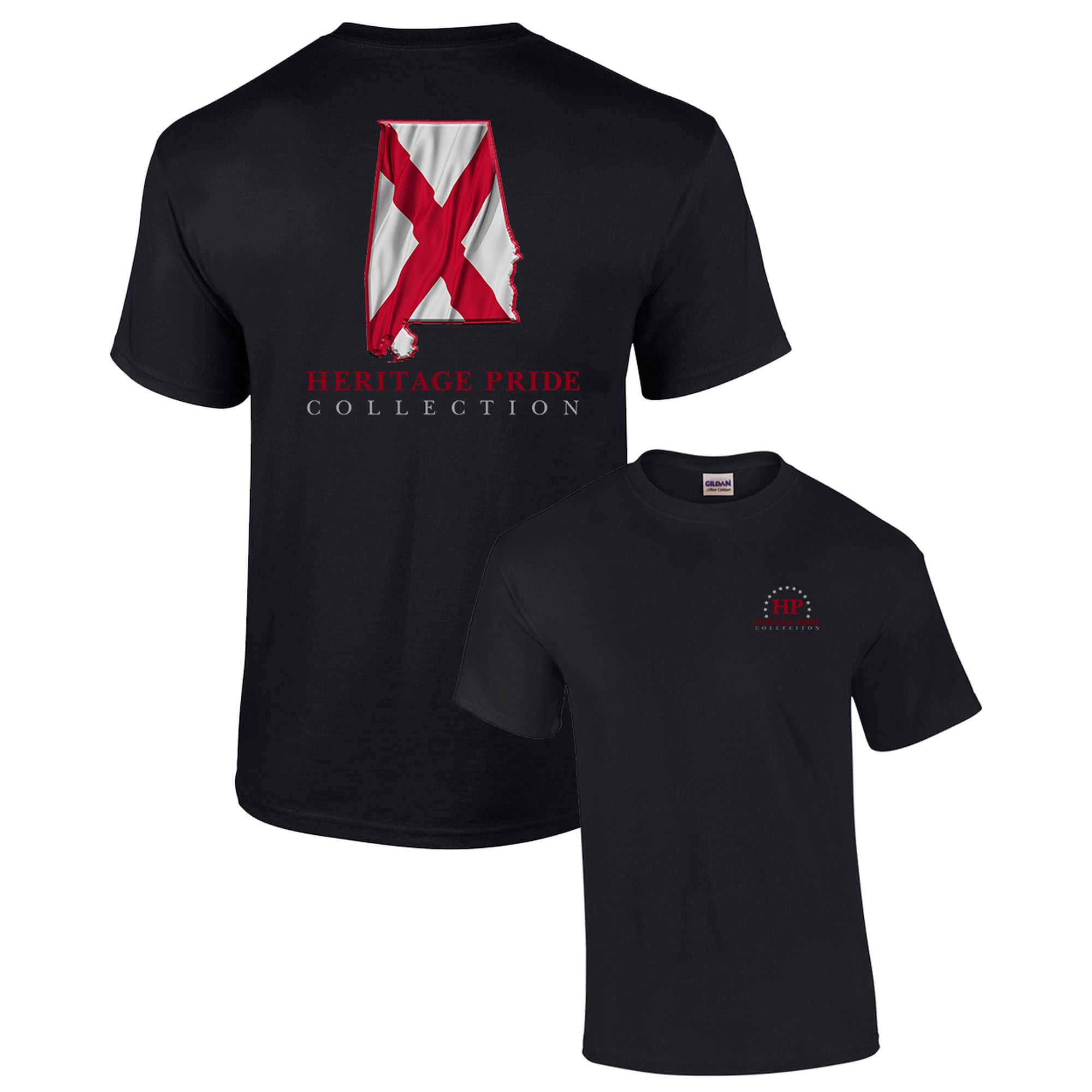 Heritage Pride Alabama State Patriotic Southern American Men's Short Sleeve T-shirt-Black-XL