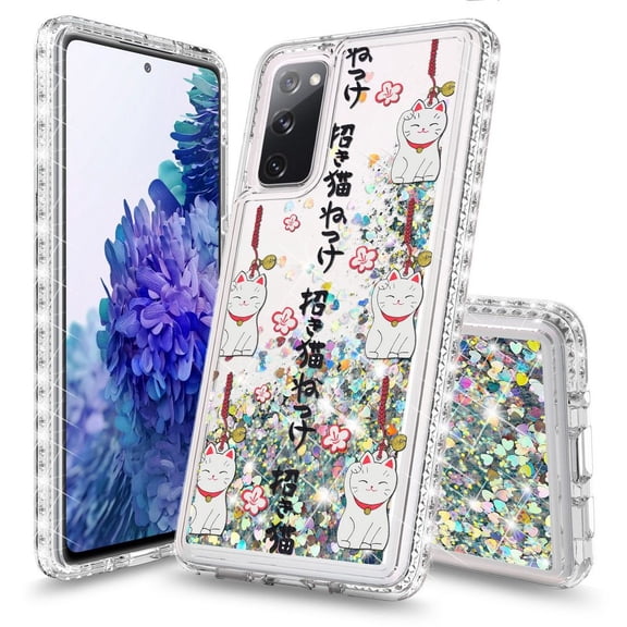 Bemz Liquid Quicksand Case for Samsung Galaxy S20 FE (with Touch Tool) - Lucky Kitty Cat