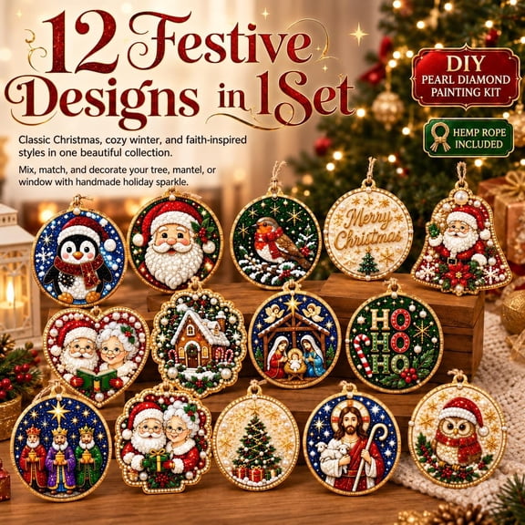 Christmas Ornaments DIY Pearl Diamond Art Kits for Adults.