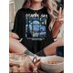 thumbnail image 2 of Women's Fashionable Artistic Print T-Shirt - Casual Crew Neck, Short Sleeve, Stretchy Polyester Blend, Machine Washable - Perfect for Summer & Casual Attire, 2 of 7