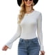 thumbnail image 1 of Suéter de cuello redondo de otoño e invierno, top de punto de color puro, suéter de punto blanco de manga larga XL para mujer, 1 of 8