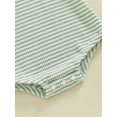 thumbnail image 7 of Hirigin Newborn Baby Boy Girl Waffle Romper Short Sleeve Striped Crewneck Bubble Oversized Bodysuit 3 6 12 18 Months Summer Outfit, 7 of 7