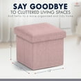 thumbnail image 5 of Ornavo Home 2 Pack Small Storage Ottoman Foldable Collapsible Cube Square Linen Ottoman Foot Rest Stool Seat, for Living Room, Bedroom, Home Office, Dorm - 12 x 12 x 12, Blush Pink, 5 of 7