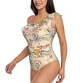 thumbnail image 3 of Picia Vintage Nautical Pattern Women's One Piece Swimsuits,One Shoulder Swimwear Asymmetric ,Ruffle Monokinis Bathing Suits,High Waisted Flattering Bathing Suits-Large, 3 of 8