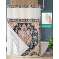 thumbnail image 2 of No Hook Shower Curtain with Snap in Liner, Black Boho Oriental Medallion Retro Distressed Bohemian Hotel Shower Curtains for Bathroom, Washable Shower Curtain Liner Set with Mesh Top Window, 66"x72", 2 of 6