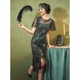 thumbnail image 3 of Vestido SWEETV Great Gatsby para mujer Roaring 20s verde talla M, 3 of 6