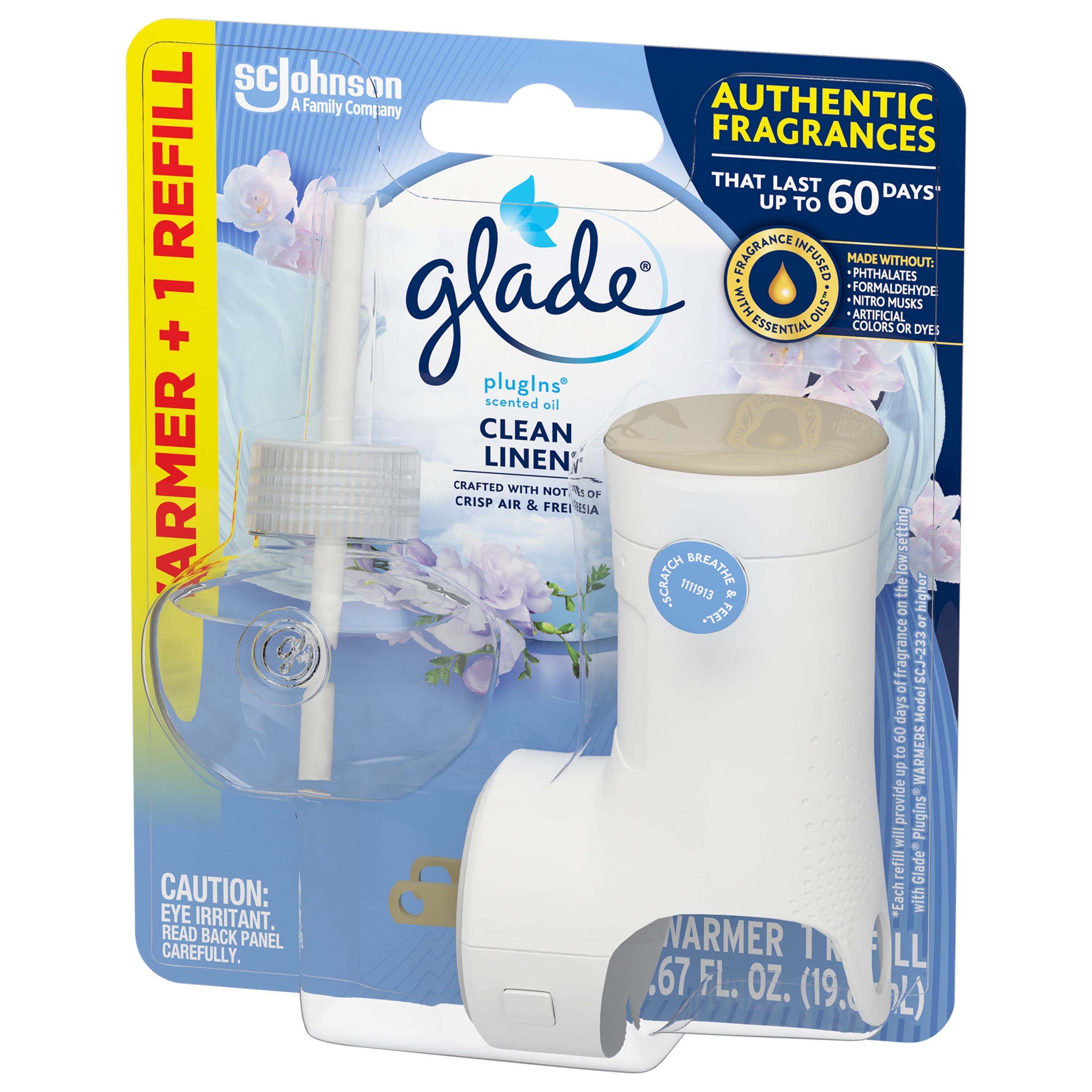 Glade PlugIns Refills Air Freshener Starter Kit, Scented and Essential Oils  for Home and Bathroom, Snow Much Fun, 0.67 Fl Oz, 2 Refills