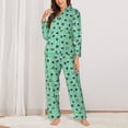 thumbnail image 2 of Salouo Alphabet And Panda Pattern Women's Pajamas Set Long Sleeve Button Down Sleepwear Soft Pj Lounge Sets for women 2 Piece Pjs Set with Long Pants-X-Large, 2 of 7