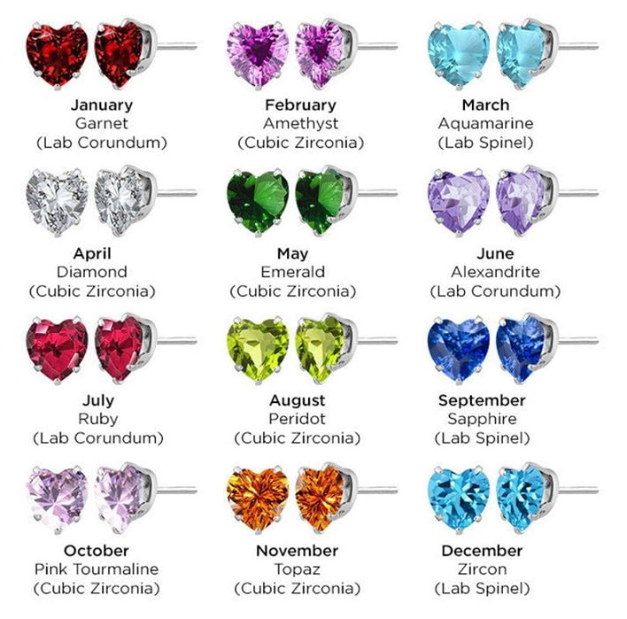 Peermont Jewelry Peermont Rhodium Plated 12 Pack Heart Birthstone