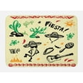 thumbnail image 1 of Mexican Bath Mat, Popular Hispanic Cartoon Objects with Fiesta Taco Guitar Cactus Plant Nachos Print, Non-Slip Plush Mat Bathroom Kitchen Laundry Room Decor, 29.5 X 17.5 Inches, Multicolor, Ambesonne, 1 of 2