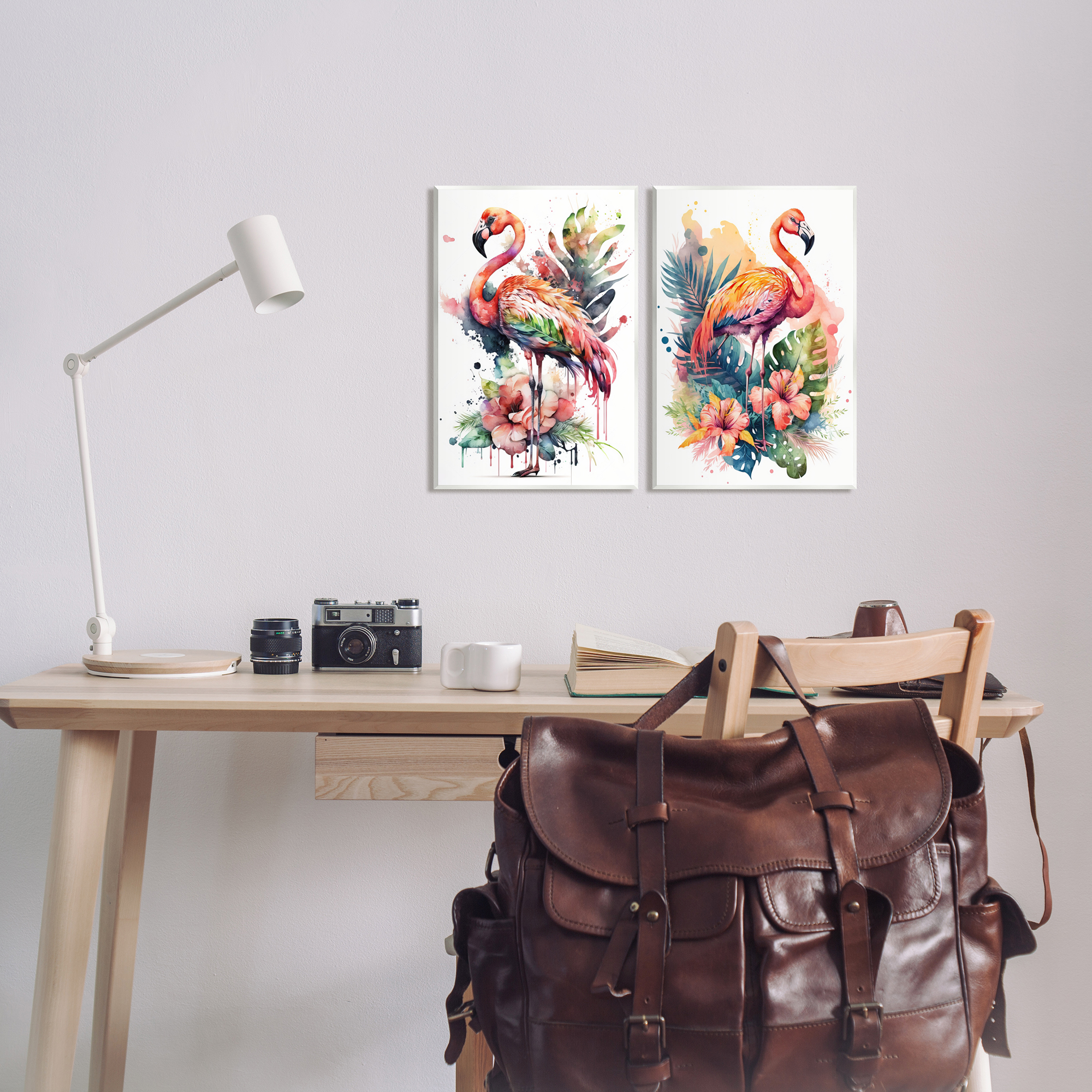 Stupell Industries Modern Tropical Flamingos Animals & Insects Painting Unframed Art Print Wall Art, 10 x 15