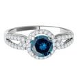 thumbnail image 2 of Aonejewelry 1.25 Ct. Halo Blue Diamond Engagement Ring Crafted In 14k White Gold, 2 of 4