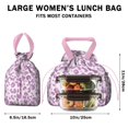 thumbnail image 5 of Pink and Purple Of Leopard Print Drawstring Lunch Bag Women - Drawstring Lunch Bag Insulated for Work Office - Stain-Resistant Large Lunchbags for Women with Multi-Pockets, 5 of 6