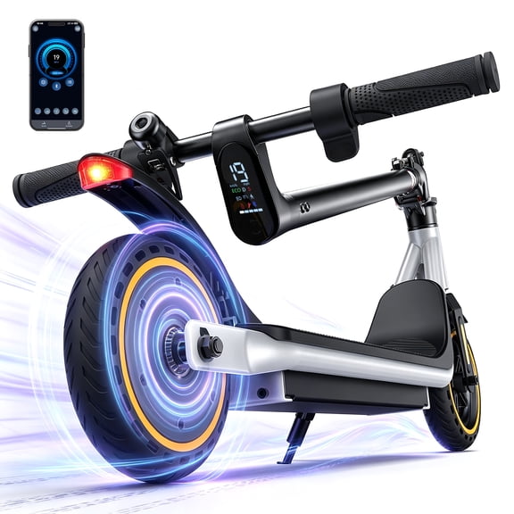 Electric Scooter for Adults, Up to 19Mph & 19Miles, 500W Peak 8.5" Solid Tire, Commuting E-Scooter with APP Control, Orange