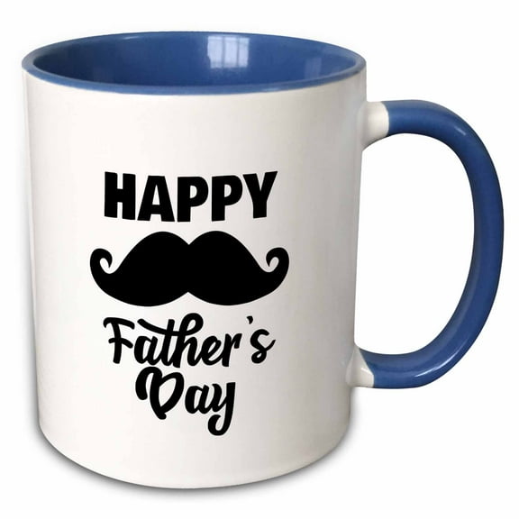 3drose, Happy Fathers Day Mustache, 15oz Two-tone Blue Mug