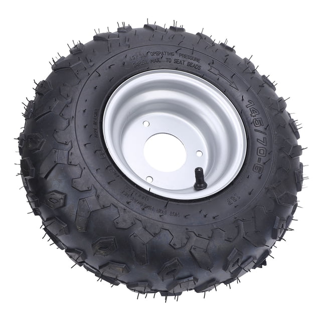 ATV Tire, Improved Handling Explosion Proof 6 Inch Tire 145x70-6 Tire Front Rear Universal with Rim for Cart