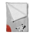 thumbnail image 2 of Kung Fu Soft Flannel Fleece Throw Blanket, Men in Karate Clothes Showing Moves with Hieroglyph Center, Cozy Plush for Indoor and Outdoor Use, 70" x 90", Pale Grey Vermilion, by Ambesonne, 2 of 5