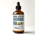 thumbnail image 1 of ACEITE DE JOJOBA ORGÁNICO - Prensado en frío sin refinar en botella de vidrio oscuro de 4 oz con cuentagotas | Un humectante esencial diario o nocturno para la piel del rostro, uñas, labios, barba y c, 1 of 3