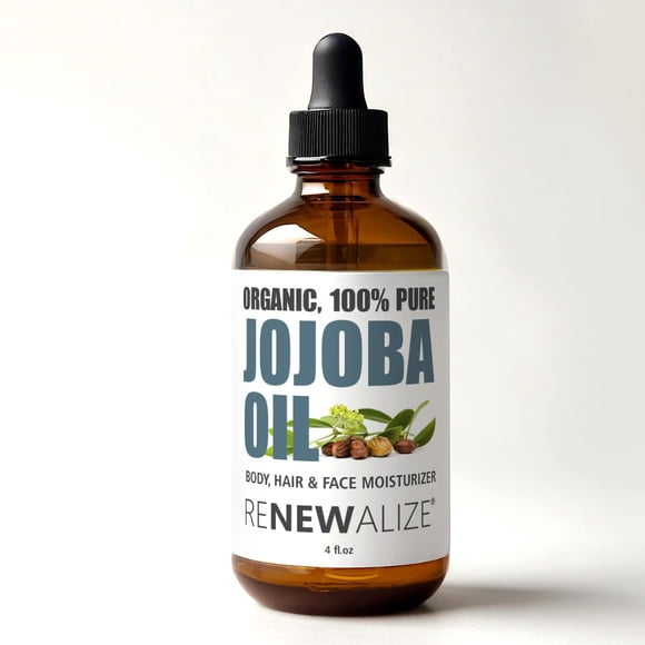 ACEITE DE JOJOBA ORGÁNICO - Prensado en frío sin refinar en botella de vidrio oscuro de 4 oz con cuentagotas | Un humectante esencial diario o nocturno para la piel del rostro, uñas, labios, barba y c
