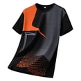 thumbnail image 4 of BRGZLK Athletic T-Shirt for Men Summer Moisture Wicking Quick Dry Short Sleeve Shirts Trendy Print Lightweight Comfortable Sports Tee Tops Orange L, 4 of 5